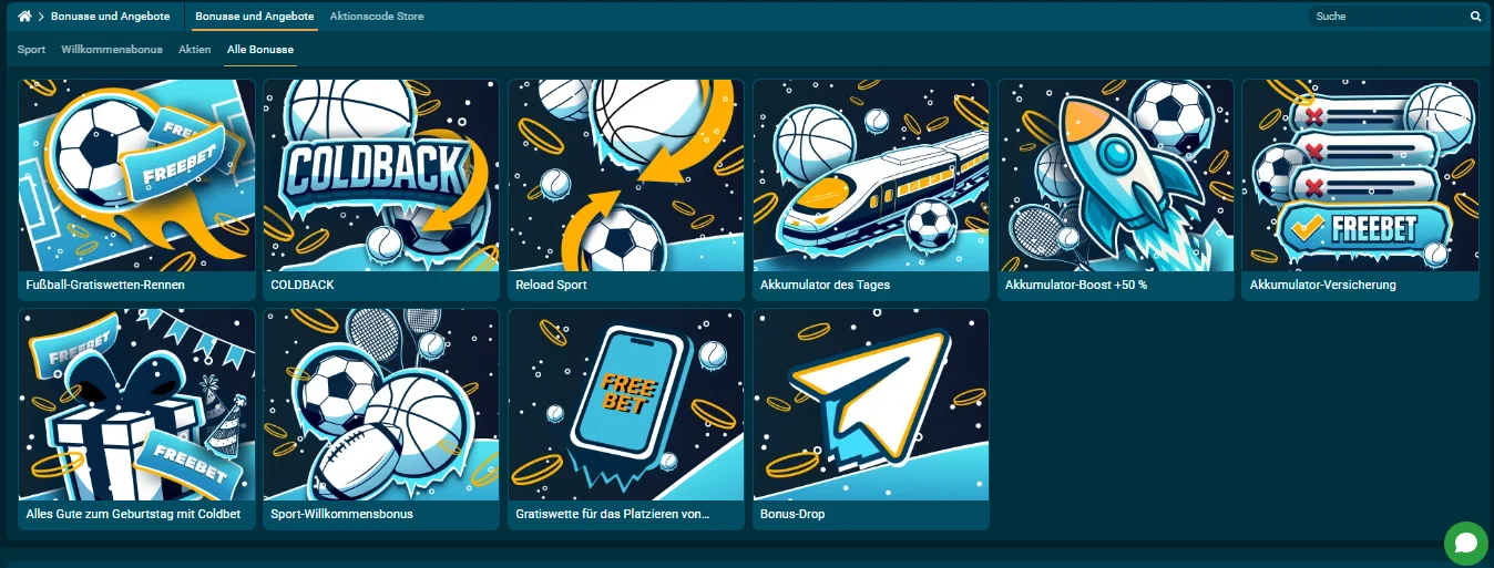 Übersicht aller Coldbet Bonus-Aktionen mit Willkommensbonus und Reload-Angeboten